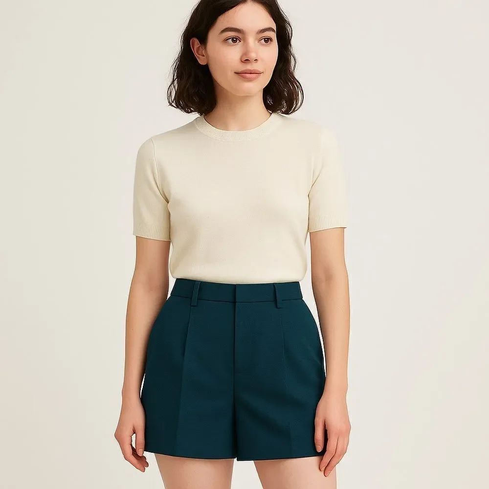 Uniqlo Teal Wool Blend Tailored Shorts